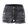 thumbnail image 1 of ABATAB Women's Denim Shorts Ripped Summer Dressy Jeans Shorts Stretchy Frayed Hem Vacation Streetwear Shorts, 1 of 4