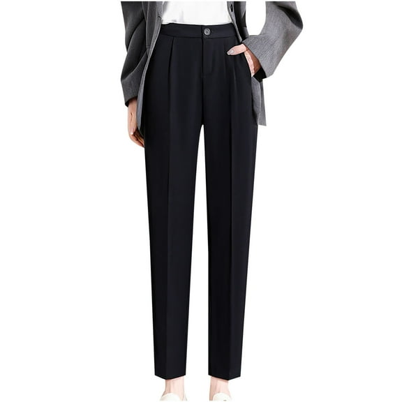 ABATAB Women's Dress Pants Wide Leg Stretch Full Length Work Pants Business Casual Pull on Office Slacks with Pockets