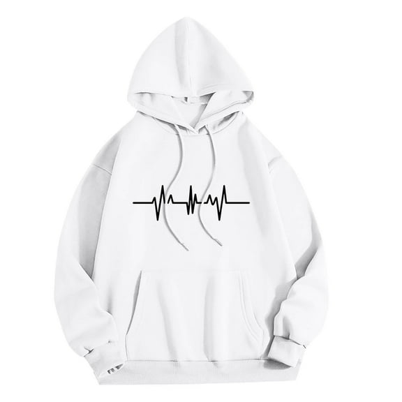 ABATAB Women's Hoodies Sweatshirts Graphic Print Long Sleeve Casual Drawstring Pullover Fashion Tops with Pockets
