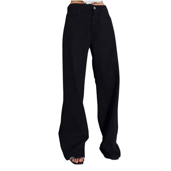 ABATAB Women's Jeans Wide Leg Boyfriend High Rise Jean Pants Baggy Casual Loose Streetwear Trendy Denim Pants with Pockets