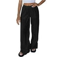 thumbnail image 1 of ABATAB Women's Lace Beach Pants Elastic Waisted Wide Leg Baggy Palazzo Summer Casual Vacation Pants with Pockets, 1 of 6