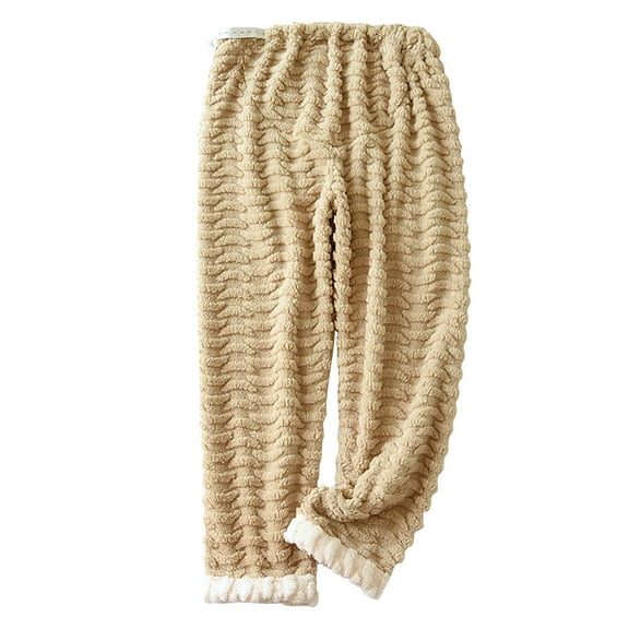 ABATAB Women's Pajama Pants Elastic Waist Plush Loose Fit Pj Bottoms Casual Lounge Fleece Lined Cinch Sleepwear with Pockets