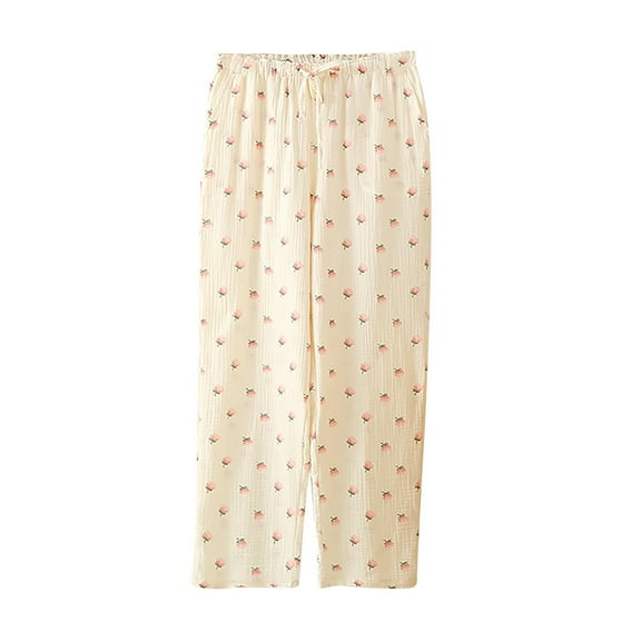 ABATAB Women's Pajamas Pants Comfy Casual Printed Soft PJ Bottom Drawstring Wide Leg Cozy Baggy Lounge Sleepwear
