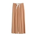 thumbnail image 1 of ABATAB Women's Pajams Pants Stretch Bow Tie Wide Leg Palazzo Pants Lounge Elastic Waisted Casual Cozy Baggy Comfy Pj Bottom, 1 of 3