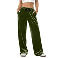 thumbnail image 1 of ABATAB Women's Pants Casual Comfortable Elastic Waist Velvet Pants Loose Fit Trousers Classic Soft Clothes with Pockets, 1 of 7