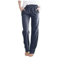 thumbnail image 1 of ABATAB Women's Pants Elastic Waist Straight Leg Trousers with Drawstring Pockets Casual Comfort Pants Classic Clothes, 1 of 4