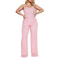 thumbnail image 1 of ABATAB Women's Plus Size Rompers Casual Sleeveless Shiny Sequin Jumpsuit off Shoulder Party Clubwear Fashionable Long Pants Rompers, 1 of 7