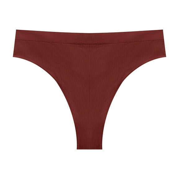 ABATAB Women's Ribbed Knit Thongs Seamless Soft Sexy Breathable Underwear No Show Stretch G-String