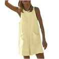 thumbnail image 1 of ABATAB Women's Rompers for Summer Casual Sleeveless Shorts Backless Crewneck Loose Fit Jumpsuit Beach Cover up with Pockets, 1 of 7