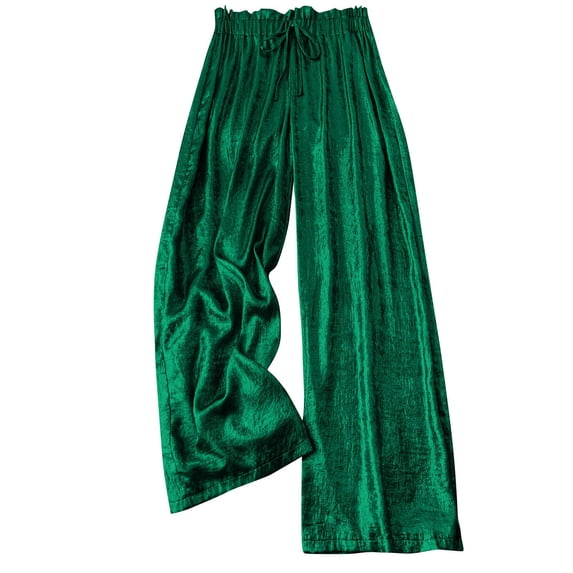 ABATAB Women's Sequin Palazzo Pants Drawstring Sparkly Party Club Pants aggy Night out Casual Wide Leg Flowy Trousers