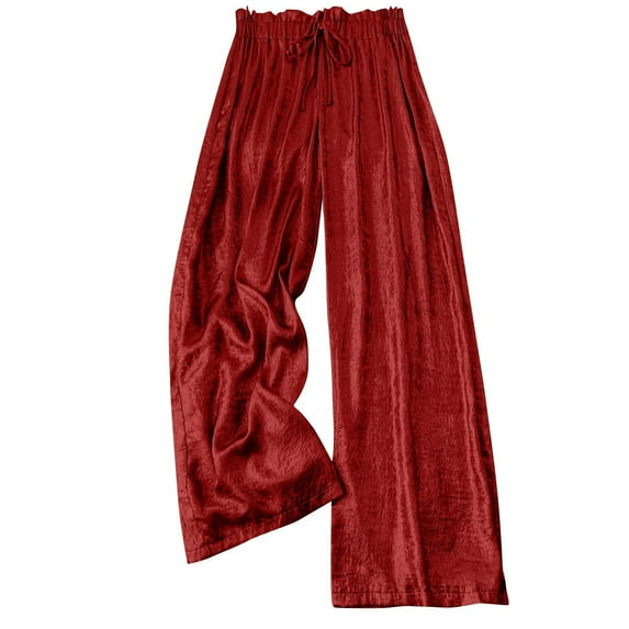 ABATAB Women's Sequin Palazzo Pants Drawstring Sparkly Party Club Pants aggy Night out Casual Wide Leg Flowy Trousers