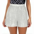 thumbnail image 1 of ABATAB Women's Sequin Shorts Solid Color Glitter Spakly High Waisted Clubwear Party Night out Trendy Shorts, 1 of 6