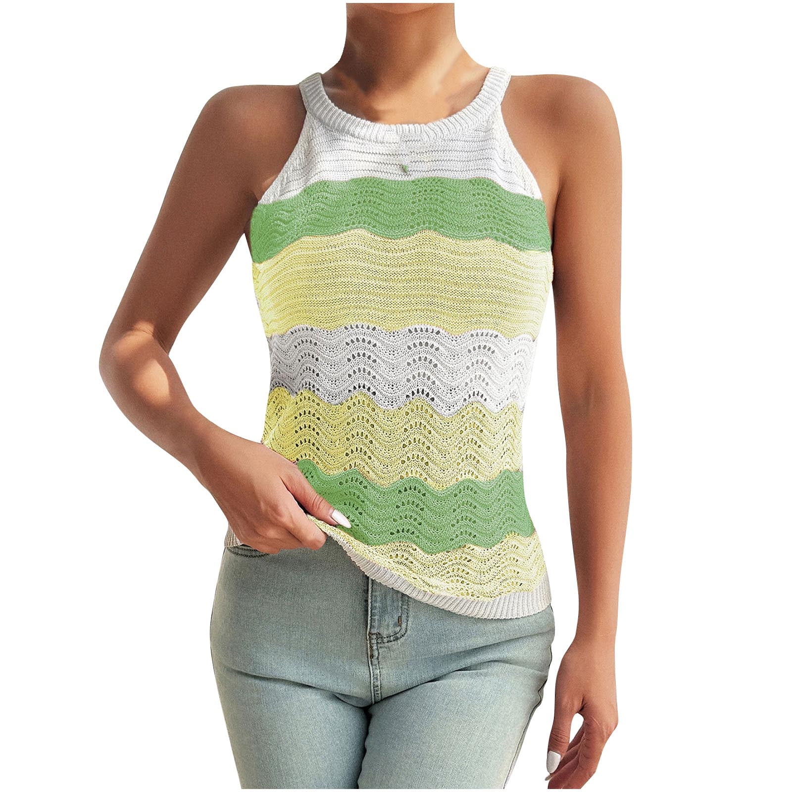 LISTHA Womens Casual Chunky Knit Vest Gold Button Down Crop