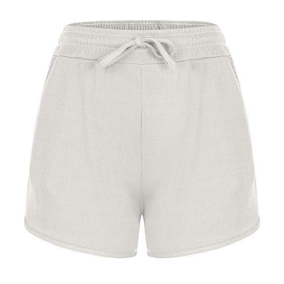 ABATAB Women's Sports Shorts Ribbed Casual Elastic Waisted Lightweight Shorts Comfy Athletic Gym Shorts with Pockets