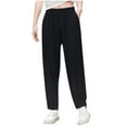 thumbnail image 1 of ABATAB Women's Summer Baggy Pure Color High Waisted Pants Casual Ankle Length Slacks Trouser with Pockets, 1 of 5