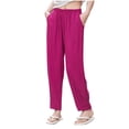 thumbnail image 1 of ABATAB Women's Summer Baggy Pure Color High Waisted Pants Casual Ankle Length Slacks Trouser with Pockets, 1 of 5