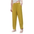 thumbnail image 1 of ABATAB Women's Summer Baggy Pure Color High Waisted Pants Casual Ankle Length Slacks Trouser with Pockets, 1 of 5