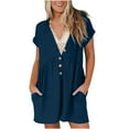 thumbnail image 1 of ABATAB Women's Summer Casual Jumpsuit Plain V Neck Button Sleeveless Tank Top Rompers Wide Leg Overalls with Pockets, 1 of 5