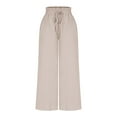 thumbnail image 1 of ABATAB Women's Summer Palazzo Pants Loose Fit Wide Leg Pants High Waist Drawstring Beach Vacation Casual Trousers with Pockets, 1 of 2