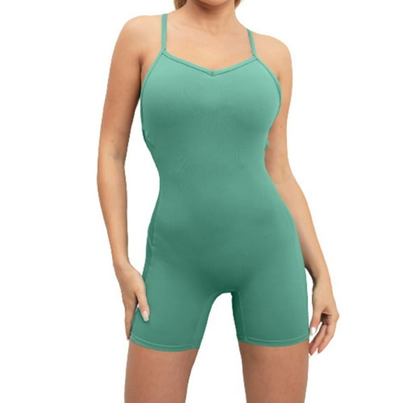 ABATAB Women's Summer Running Rompers Sleeveless Workout Jumpsuit Stretchy Tight Gym Yoga Sports Jumpsuits Outfits