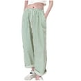thumbnail image 1 of ABATAB Women's Summer Striped Pants Wide Leg Lounge Trendy Trousers Drawstring Elastic Waist Comfy Pajama Bottoms, 1 of 5