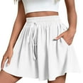 thumbnail image 1 of ABATAB Women’s Wide Leg Casual Shorts Elastic Waist High Waist Shorts Lightweight Summer Beach Vacation Flowy Shorts with Pockets(X-Large,White), 1 of 6