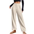 thumbnail image 1 of ABATAB Women's Wide Leg Dress Pants Ruched High Waisted Business Casual Trousers Dressy Work Office Pants with Pockets, 1 of 7