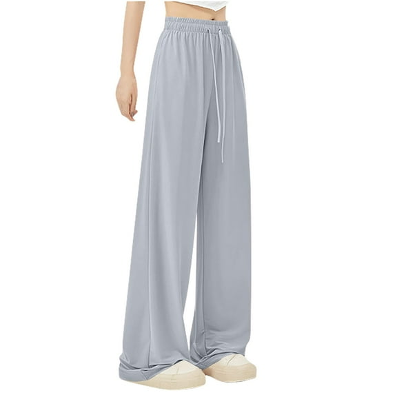 ABATAB Women's Wide Leg Sweatpants Gym Baggy Lounge Drawstring Pants Pure Color Athletic Joggers Trousers with Pockets