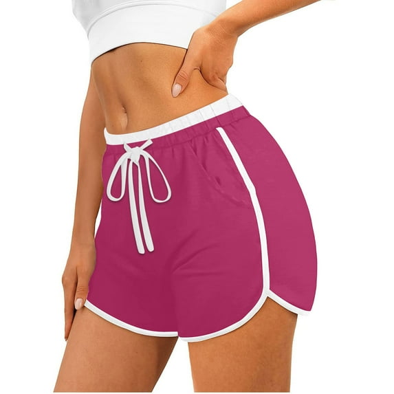 ABATAB Women's Workout Shorts Elastic Waist Drawstring Athletic Running Shorts Comfy Exercise Beach Shorts with Pocket