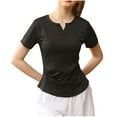 thumbnail image 1 of ABATAB Womens Active Wear Exercise Tops V Neck Short Sleeve Yoga Stretchy Tunic Shirt Plain Curve Hem Workout T-Shirts, 1 of 4