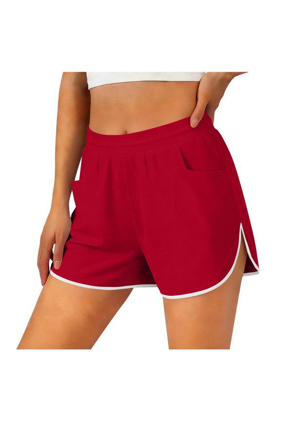 Womens Athletic Shorts Thin Comfy Elastic Waist Split Shorts Summer Clothes Active Hot Pants for Workout Fitness Running