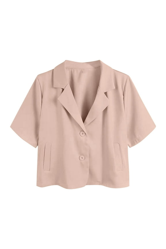 Womens Button down Shirts Short Sleeve Casual Lightweight Crop Tops Blouses V Neck Fashion Summer Spring Clothes