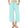 thumbnail image 1 of ABATAB Womens Capri Pants Wide Leg Cotton Linen Drawstring Capris Summer Baggy Loose Beach Crop Pants with Pockets, 1 of 6