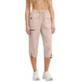 thumbnail image 1 of ABATAB Womens Capris Drawstring Mid Waisted Cinch Bottom Cargo Pants Outdoor Hiking Fishing Travel Trousers with Pockets, 1 of 7