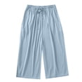 thumbnail image 1 of ABATAB Womens Capris Elastic Drawstring Waist Loose Fit Capri Pants Casual Thin Summer Trousers Basic Comfy Clothes, 1 of 5