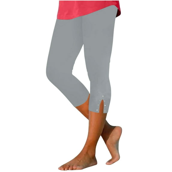 ABATAB Womens Capris Leggings Casual Comfy Lounge Crop Pants Summer Elastic Waist Stretchy Tight Workout Running Crop Trousers