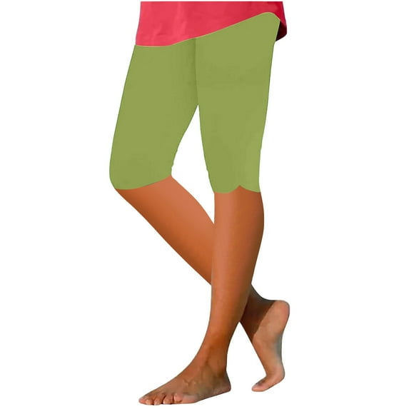 ABATAB Womens Capris Leggings Summer High Waist Yoga Bermuda Shorts Comfy Stretchy Workout Leggings