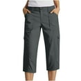 thumbnail image 1 of ABATAB Womens Capris with Pockets Loose Fit Casual Capri Pants Dressy Lightweight Baggy Cargo Cropped Trousers for Hiking, 1 of 7