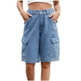 thumbnail image 1 of ABATAB Womens Cargo Denim Shorts Casual Baggy Trendy Shorts Lightweight Comfy Jeans Streetwear Shorts with Pockets, 1 of 6