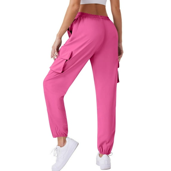 ABATAB Womens Cargo Pants with Pocket Quick Dry Workout Athletic Joggers Pants Drawstring Travel Casual Outdoor Camping Hiking Pants