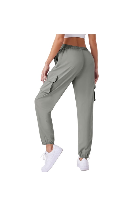 Womens Cargo Pants with Pocket Quick Dry Workout Athletic Joggers Pants Drawstring Travel Casual Outdoor Camping Hiking Pants