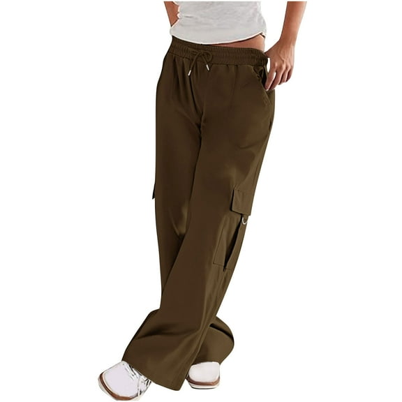 ABATAB Womens Cargo Pants with Pockets Lightweight Drawstring Hiking Pants for Travel Casual Athletic and Outdoor