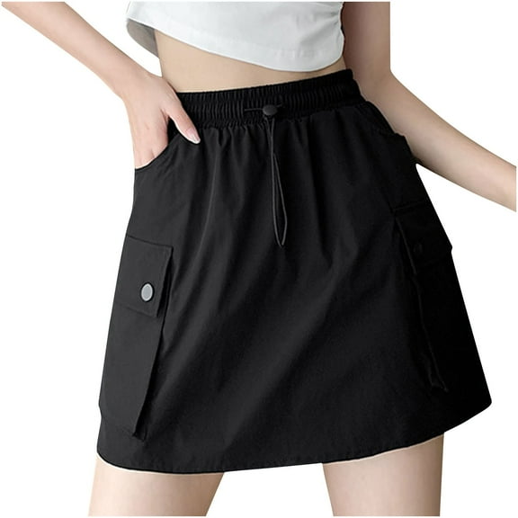 ABATAB Womens Cargo Shorts Casual Baggy Trendy Shorts Lightweight Comfy 2 in 1 Drawstring Hiking Shorts with Pockets