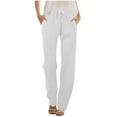 thumbnail image 1 of ABATAB Womens Casual Pants Drawstring Loose Fit Pants Lightweight Summer Lounge Beach Trousers with Side Pockets, 1 of 7