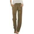 thumbnail image 1 of ABATAB Womens Casual Pants Drawstring Loose Fit Pants Lightweight Summer Lounge Beach Trousers with Side Pockets, 1 of 7