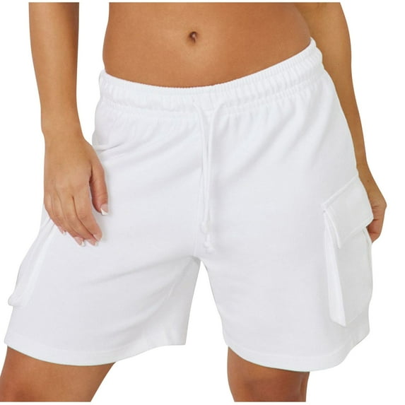 ABATAB Womens Casual Shorts Summer Drawstring Elastic Waist Shorts Loose Fit Comfy Lightweight Shorts with Pockets