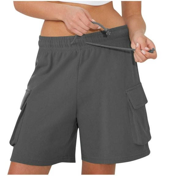 ABATAB Womens Casual Shorts Summer Drawstring Elastic Waist Shorts Loose Fit Comfy Lightweight Shorts with Pockets