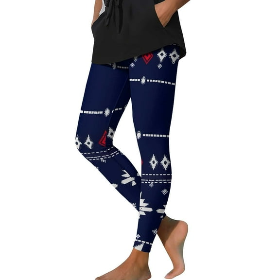 ABATAB Womens Christmas Printed Leggings High Waisted Stretch Workout Running Yoga Pants for Holiday Outfits