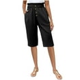 thumbnail image 1 of ABATAB Womens Cotton Linen Shorts Casual Knee Length Bermuda Summer Beach Lightweight Capri Pants with Pockets, 1 of 7