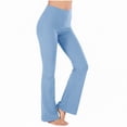 thumbnail image 1 of ABATAB Womens Flared Yoga Pants Ribbed Knit Elastic High Waist Wide Leg Casual Comfy Workout Gym Lounge Pants, 1 of 5